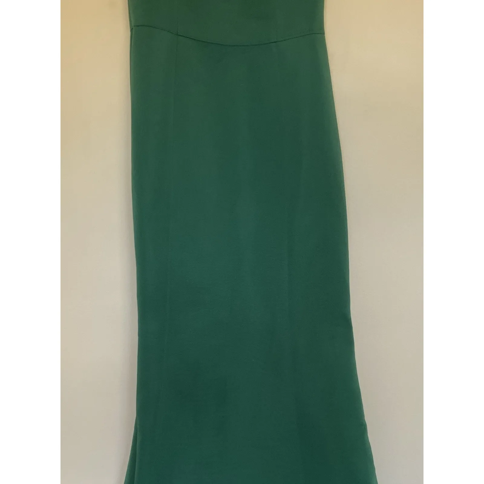 Amsale Solid Green Halter Button Neck Floor Length Gown Formal Dress Prom Hoco 4 - Image 4