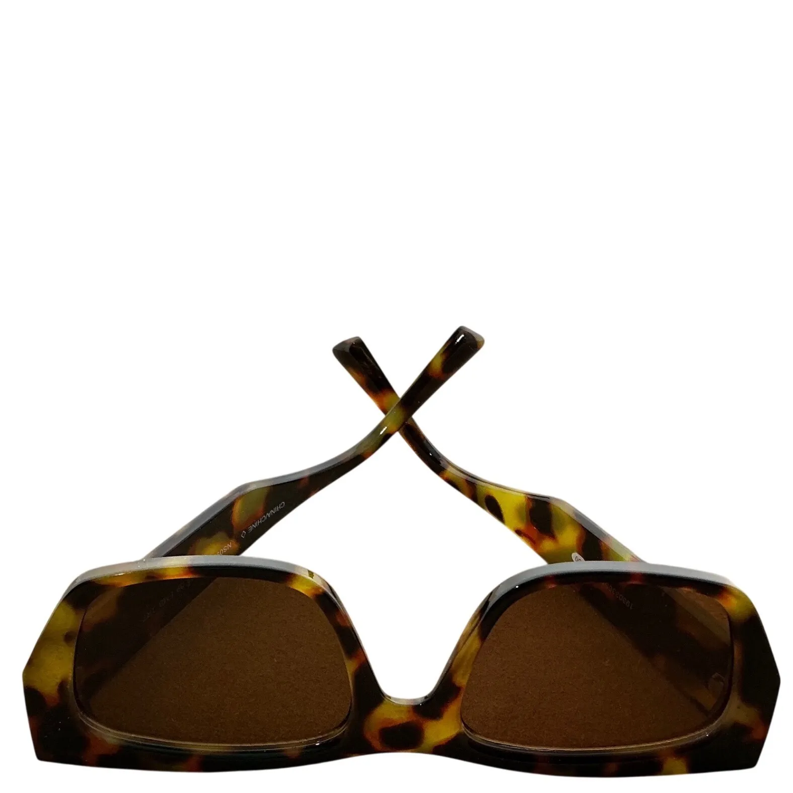 Tortoiseshell Rectangle Sunglass Frames Brown Lenses Modern Unisex Style - Image 2
