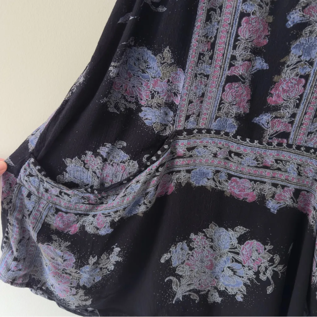 Free People Paradise Song Dress Black Floral Sleeveless mini pockets bohemian S - Image 5