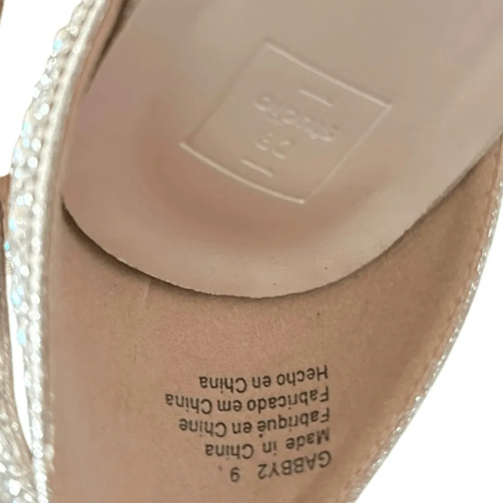 DB Studio Gabey 1 Sandals Champagne Pearl Crystal Block Heel 3.25" Wedding Silver Size 9 - Image 7