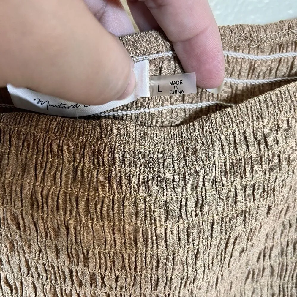 Mustard Seed  NWT Woman L Boho Ruffled Smocking Crop Top Rust Fall Balloon Sleeve - Image 8