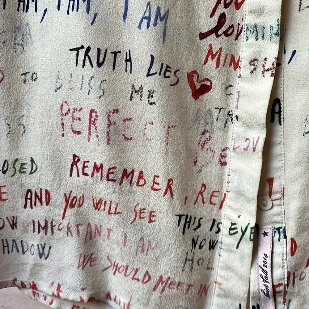 Msgm love quotes silk blouse size small EUC size 4 White - Image 5