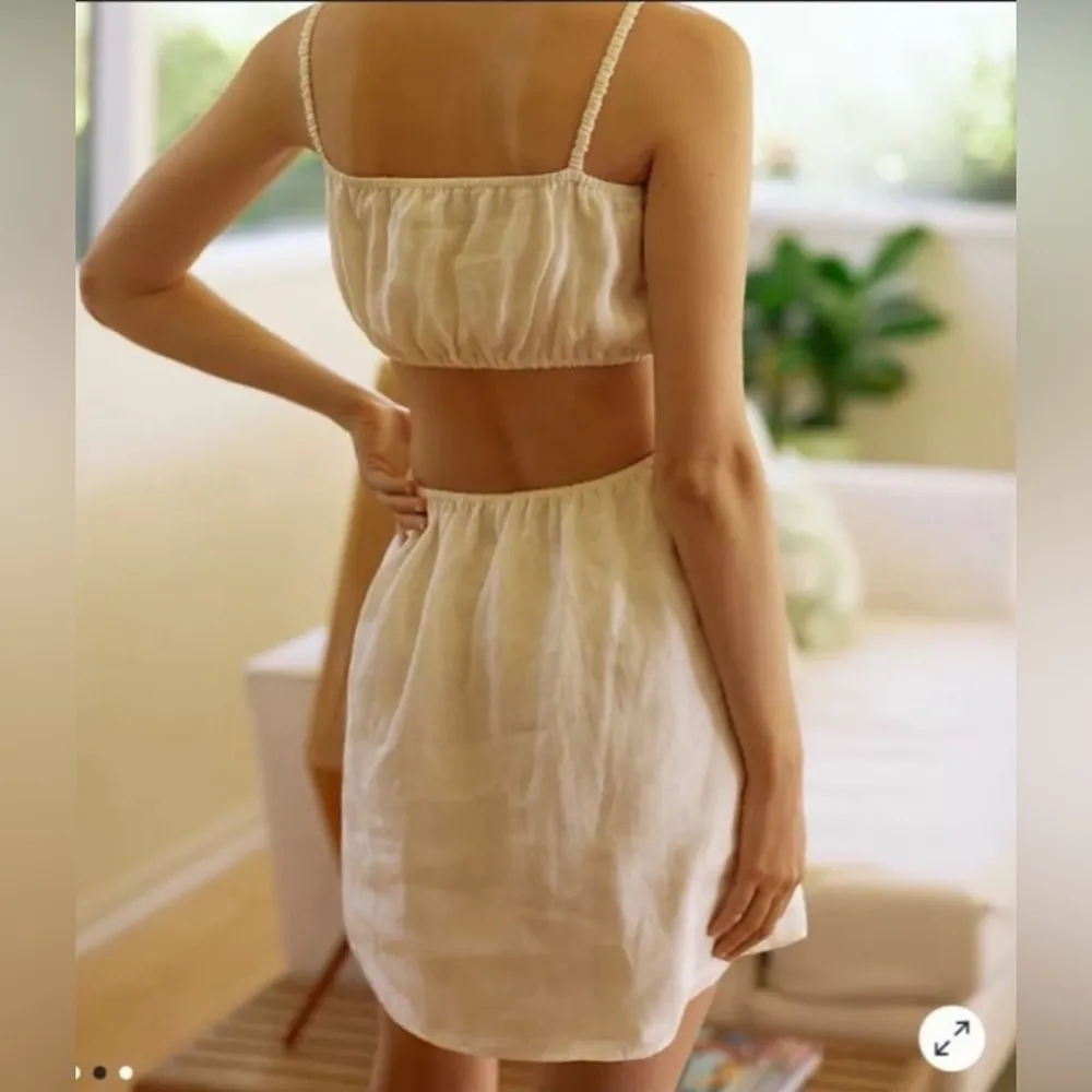 Faithful The Brand Zuma Mini Dress in Linen Cream XS - Image 3