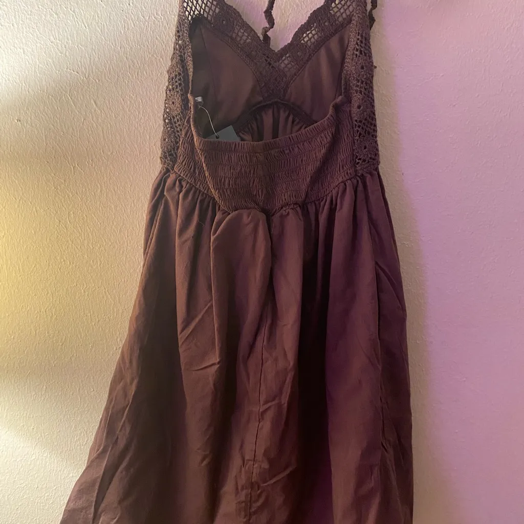 Women’s Universal Threads Brown Crochet Halter Sundress SzXS NWT - Image 3