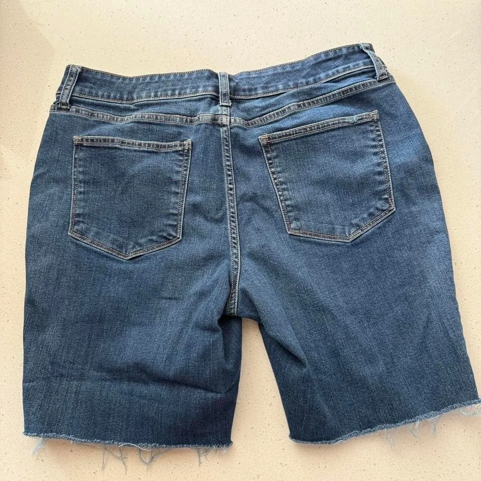 St. John's Bay – Women's Denim Cutoff Shorts – 16P Petite – Blue Distressed - Image 2