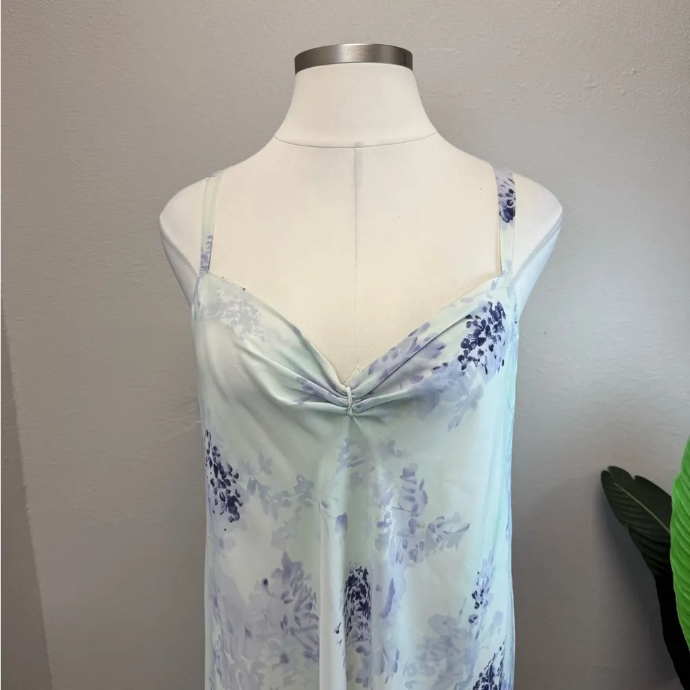 VINTAGE Oscar de la Renta Blue & Purple Floral Chemise & Robe - Size 3X - Image 4