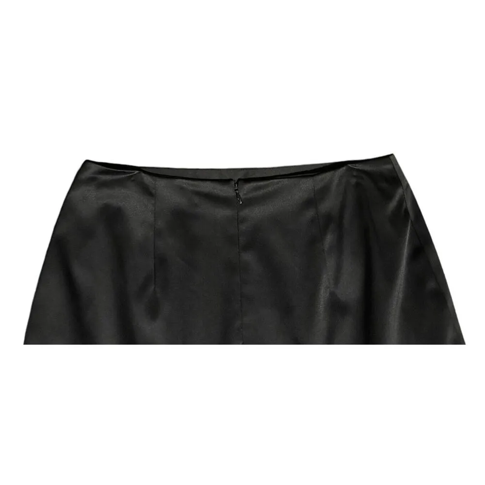 JS Collection Womens Black Trumpet Skirt Sz 12 Back Zipper Satin Party Cocktail - Image 5