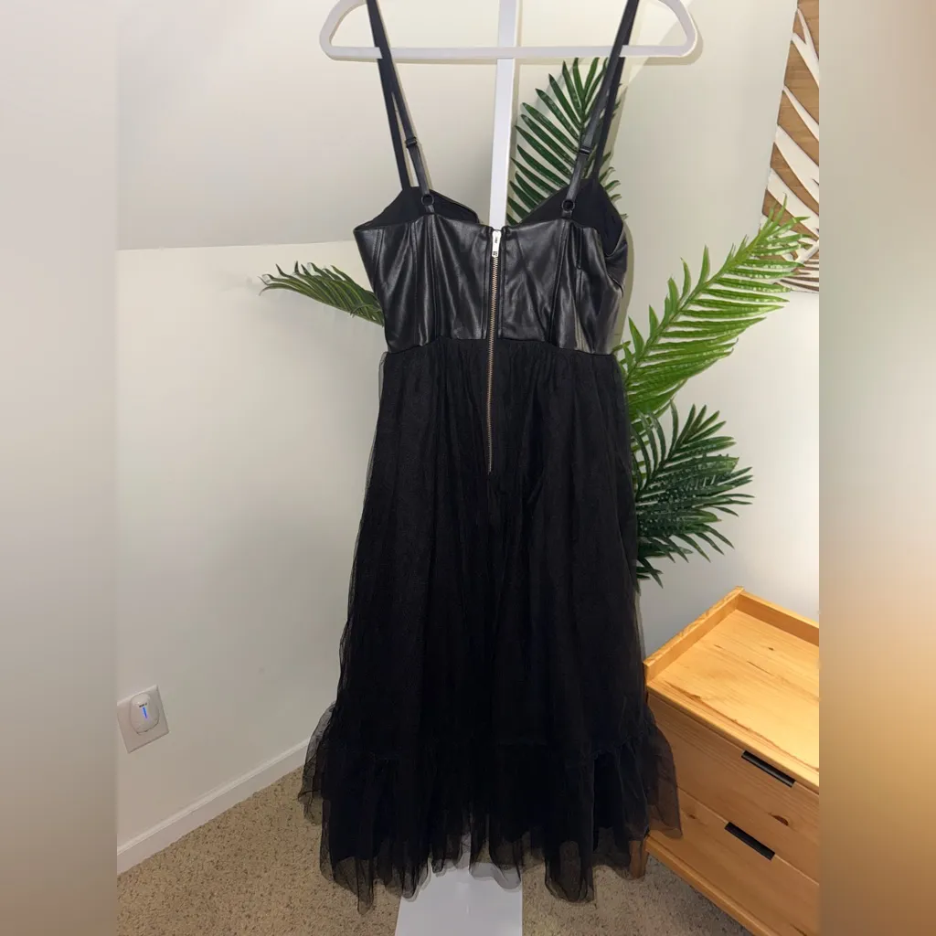 Hutch Essex Faux-Leather Corset‎ Midi Dress Tulle Goth Cowgirl $350 NWT 8 - Image 6