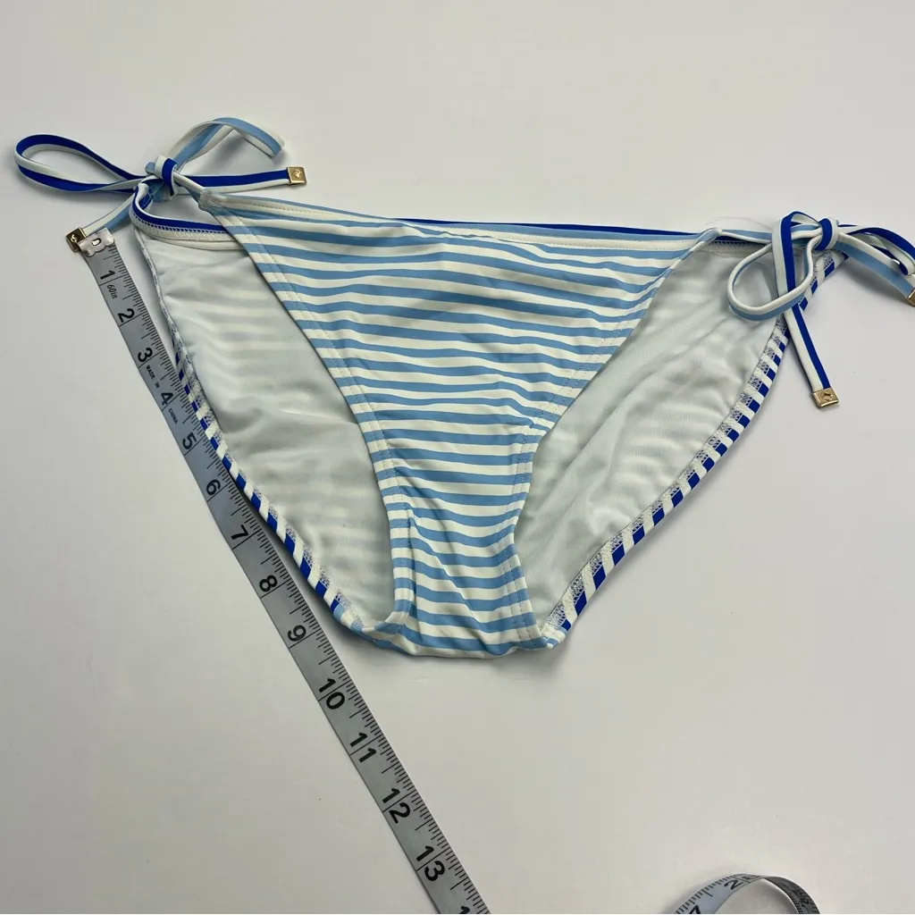 Kate Spade‎ String Bikini Bottom Ringmaster Stripe Blue White Size Medium Womens - Image 8
