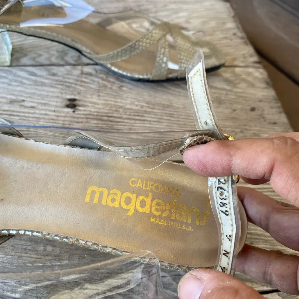 Vintage California Madgesians Square Lucite Heel Gray Size 9 - Image 4