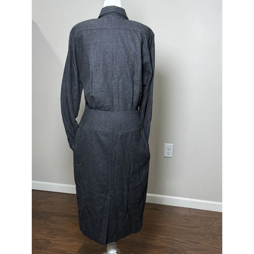 Vintage Ambria Womens 12M 100% Worsted Wool Flannel Long Coat Dress Gray Classic Size undefined - Image 5