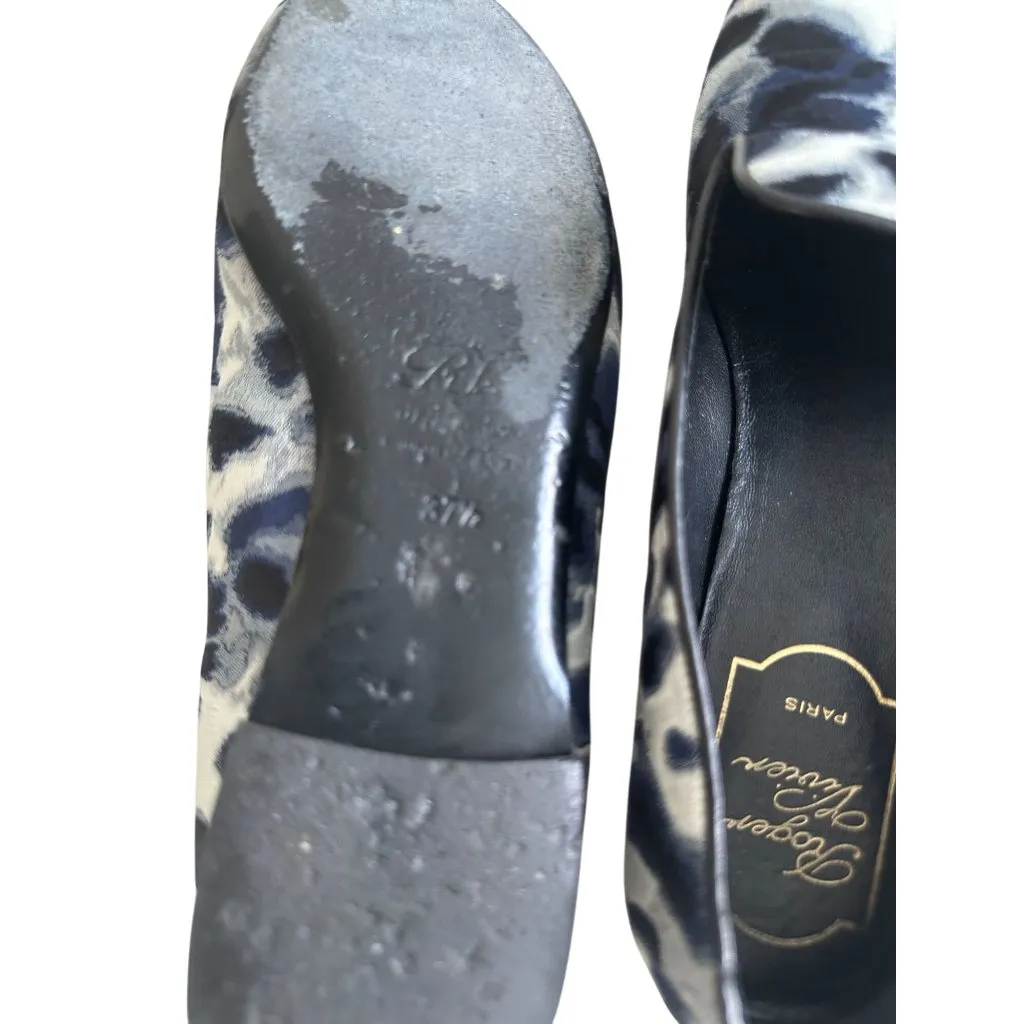 ROGER VIVIER Navy Blue Patterned Loafers Flats Size 37.5 - Image 6