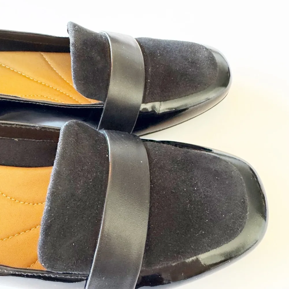 Clarks Artisan Women's Size 8M Tealia Elva Black Suede Leather Block Heel Pumps - Image 6