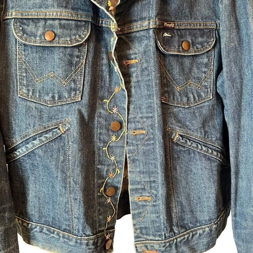 Wrangler Owl Embroidered Jean Trucker Jacket Vintage 70’s - Image 7