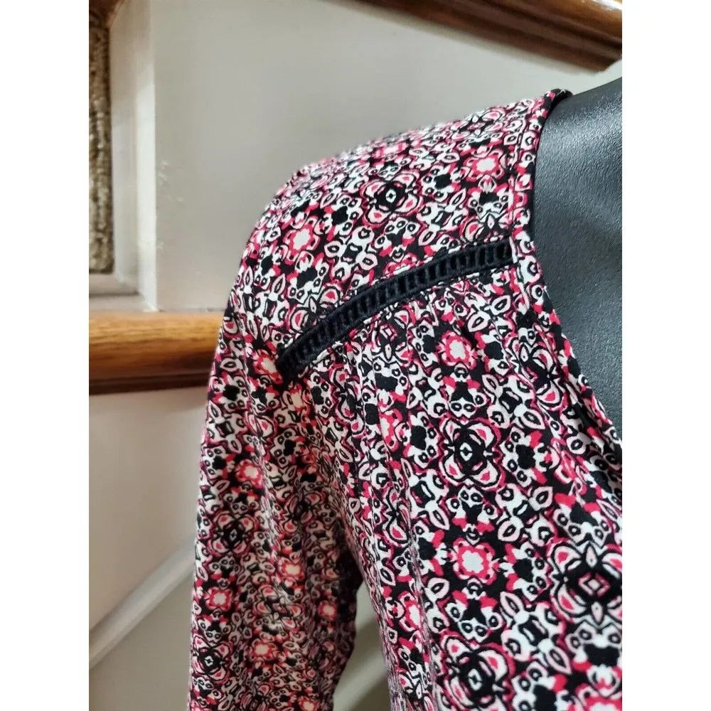 Gap Women Multicolor Rayon Sweetheart Neck Long Sleeve Casual Romper Size Small - Image 3