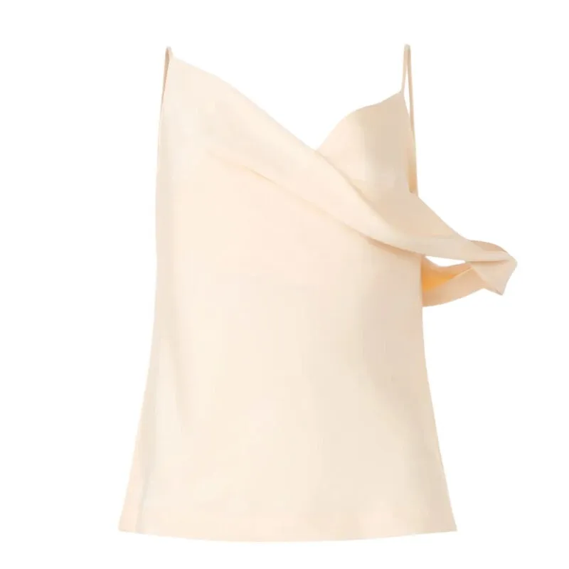 A.L.C. Cream Satin Camisole Top SIZE 4 Coquette Off Shoulder Cowl Designer $300 - Image 7