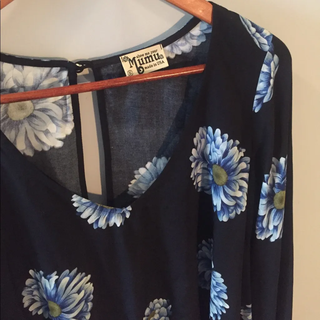 Show Me Your MuMu Black and Blue Floral Top size S - Image 8