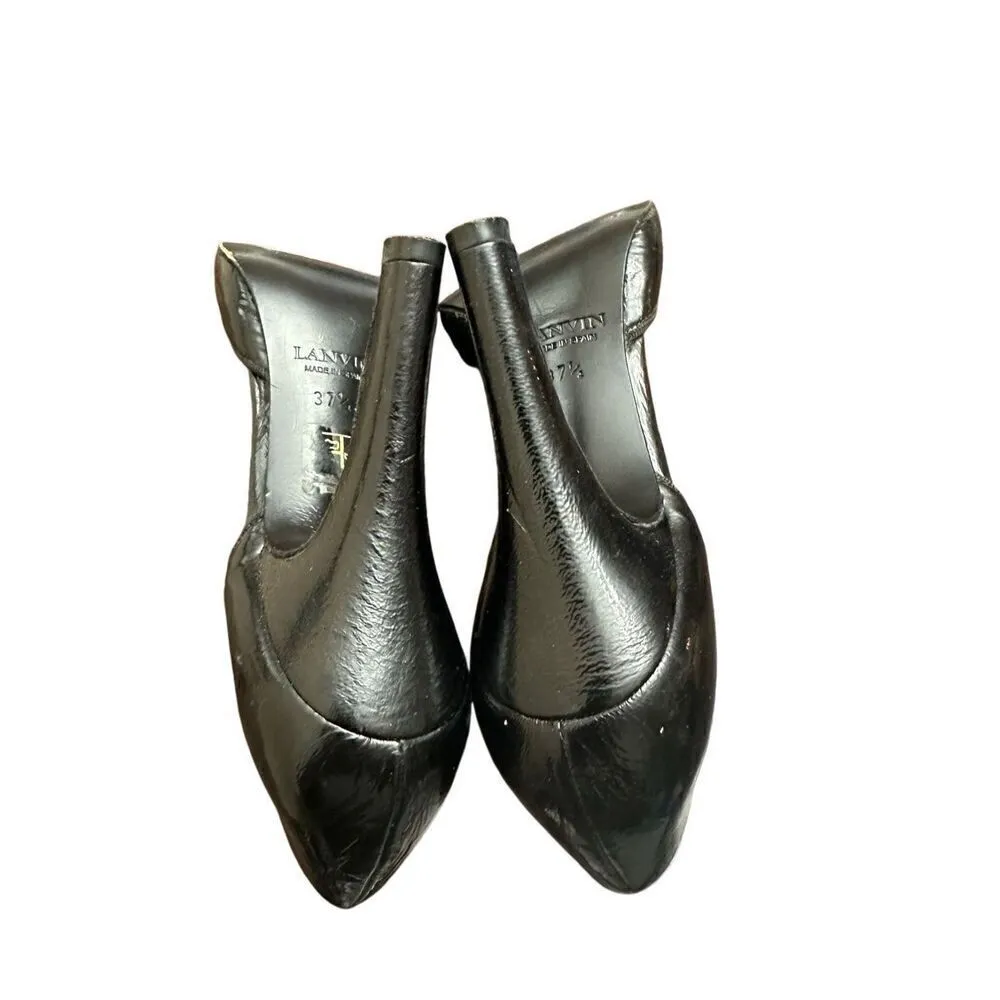 LANVIN Vintage Leather Heels Size 371/2 Black - Image 6