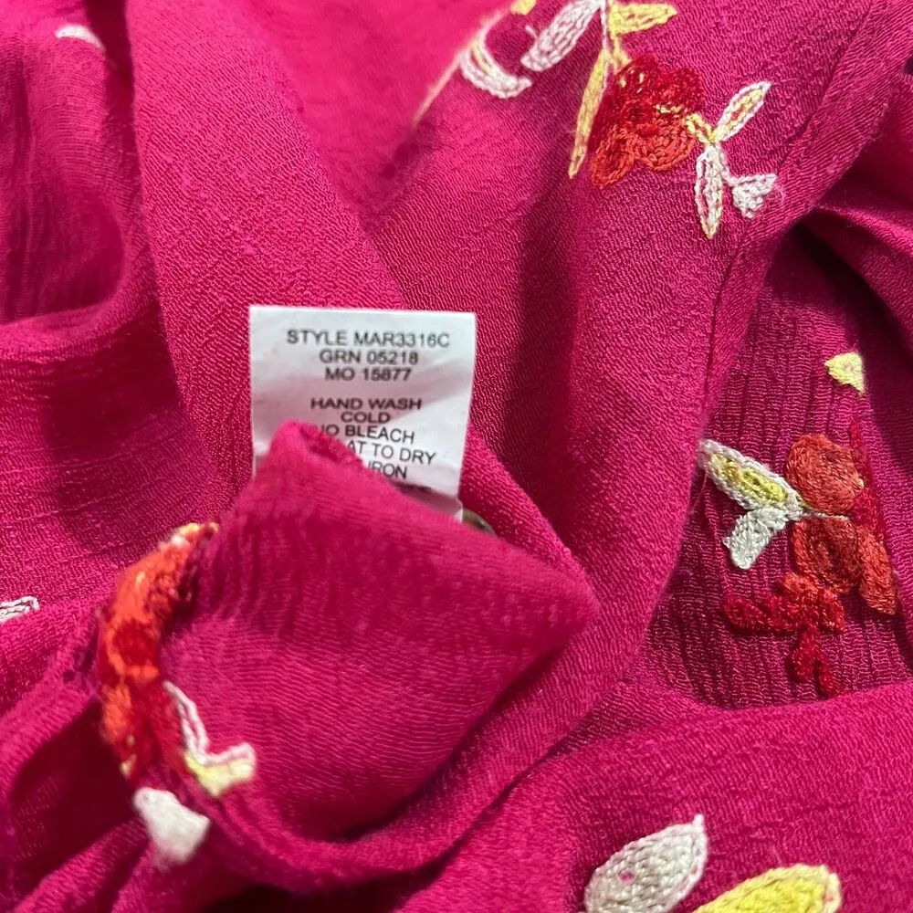 Fig and Flower Women’s Long Sleeve Floral Embroidered Tunic Blouse Size XL Pink - Image 6