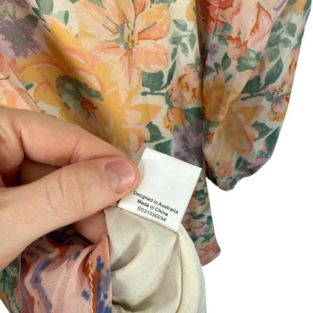 Showpo Ebonee Floral Mini Dress Cut Out Preppy Cottagecore Womens US 12 UK 16 Orange - Image 8