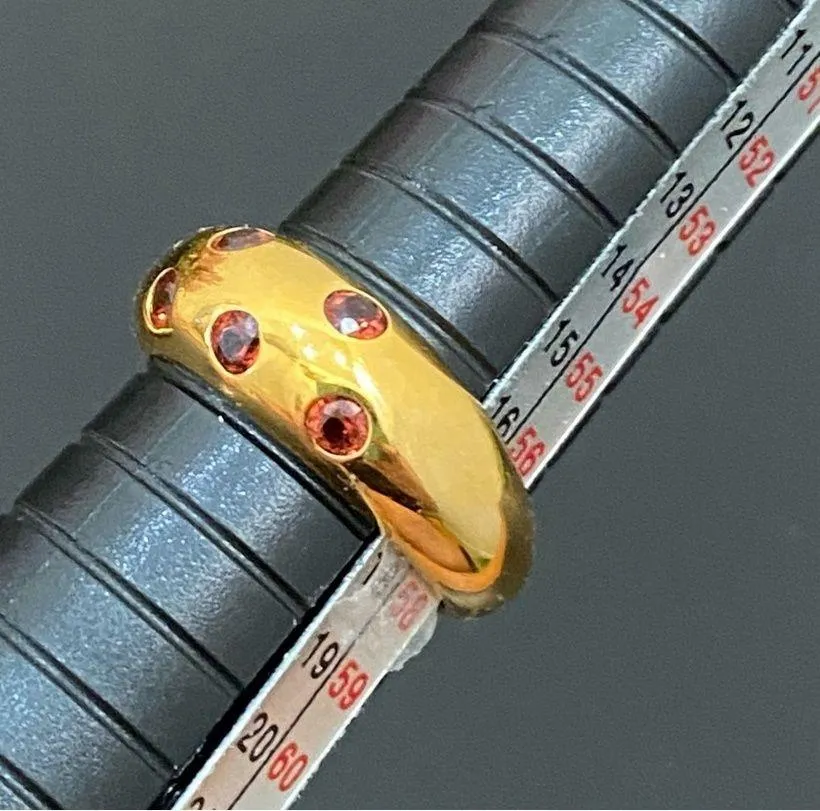 Gold Over  925 Signed Garnet Stones Hinged Bangle & Ring Set - Image 7