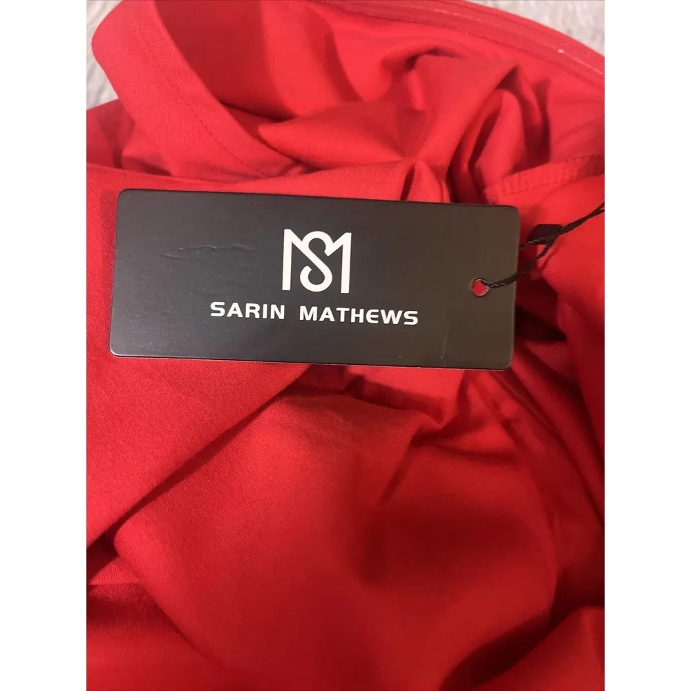 Sarin Mathews Red One Shoulder Dress Women’s Medium NWT. - Image 5
