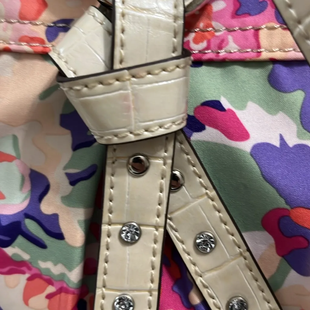 Sienna Ricchi Stella Shopper‎ Floral Medley Fabric Print Cream Moc Croc Trim Pink - Image 8