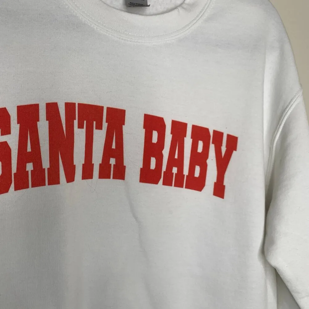 Santa Baby White Sweatshirt Sz Medium Red Graphic - Image 3