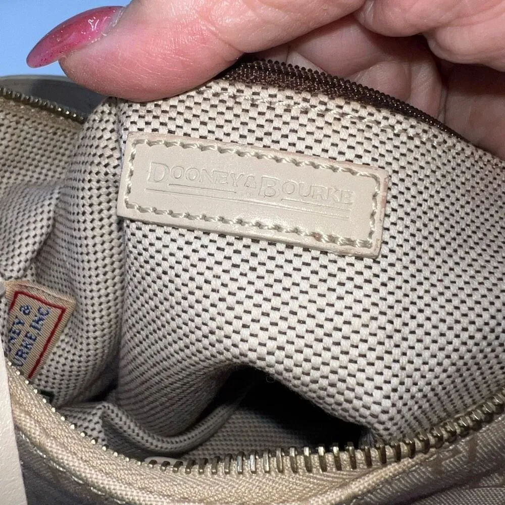 Dooney & Bourke Cream Signature Canvas and Leather Hobo Bag with Adjustable Leat - Image 13