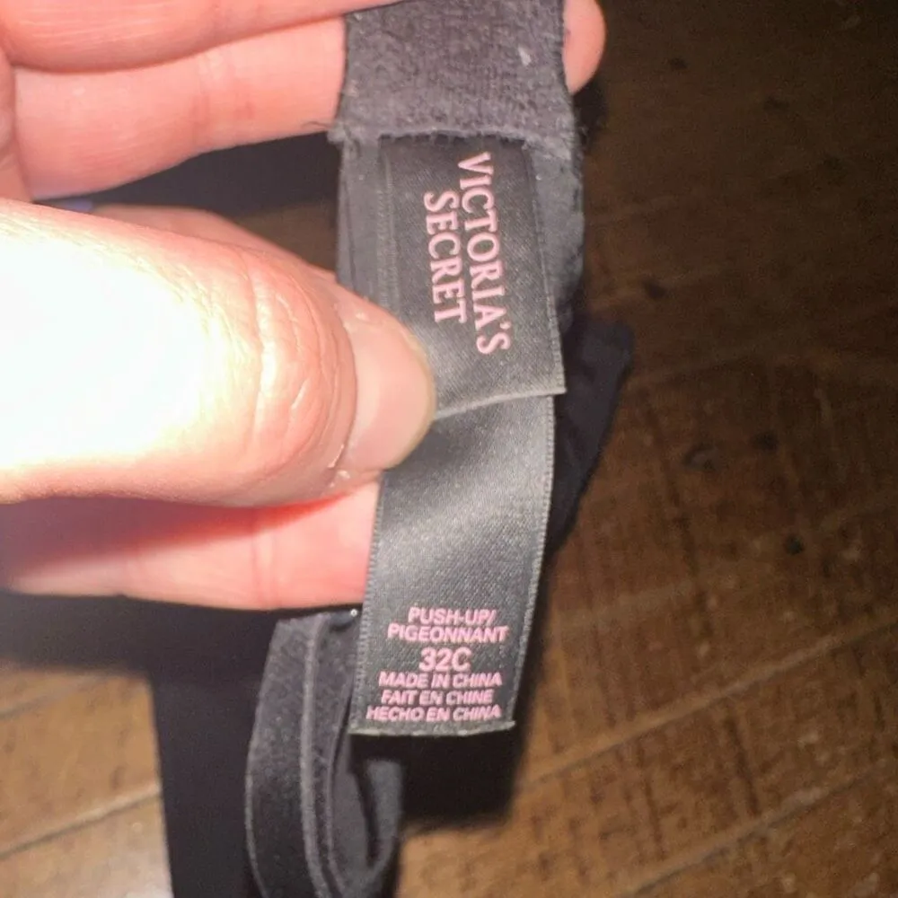 Victoria’s Secret black bling trimmed push up 32C bra - Image 3