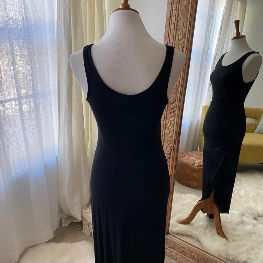 A New Day Womens Black Tank Dress Ruched Side Asymmetrical Hem size xs - Image 5