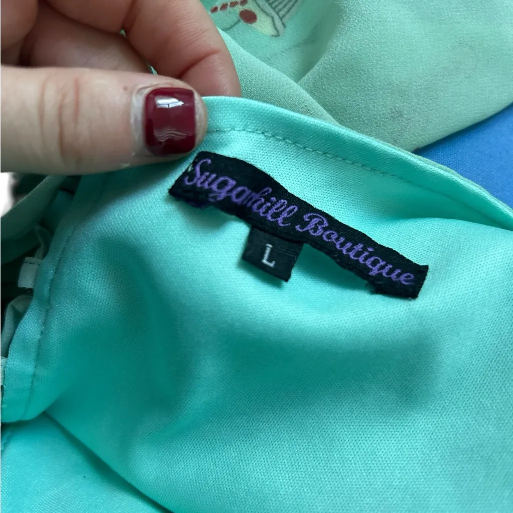 Sugarhill Milkshake Mint Green Floral Dress Size Large - Image 10