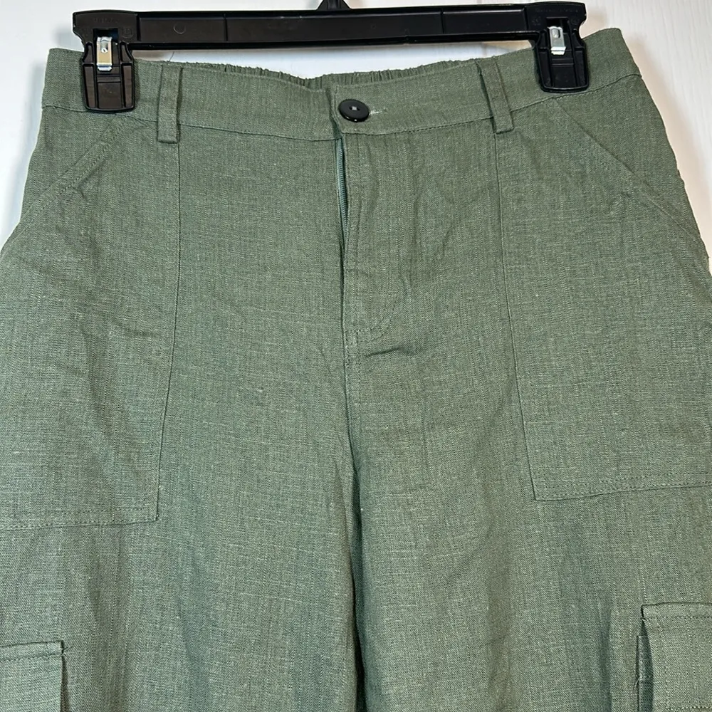 APEACH Cargo Linen Blend Olive Green Pants Size Small NWT #0617-OC - Image 5