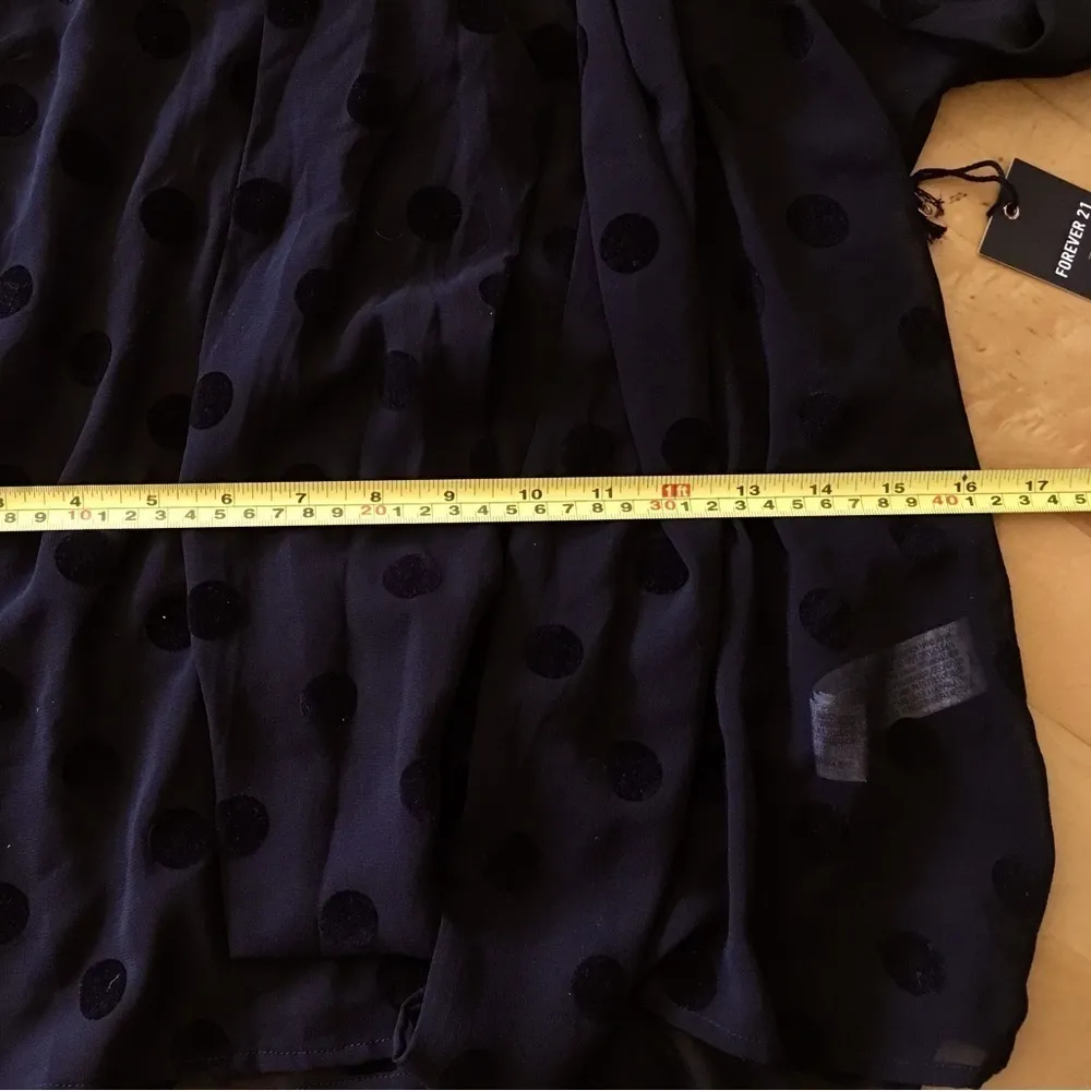 Forever 21 Semi-Sheer High-Neck Blouse, Polka Dots, Black, Size XS - Image 10