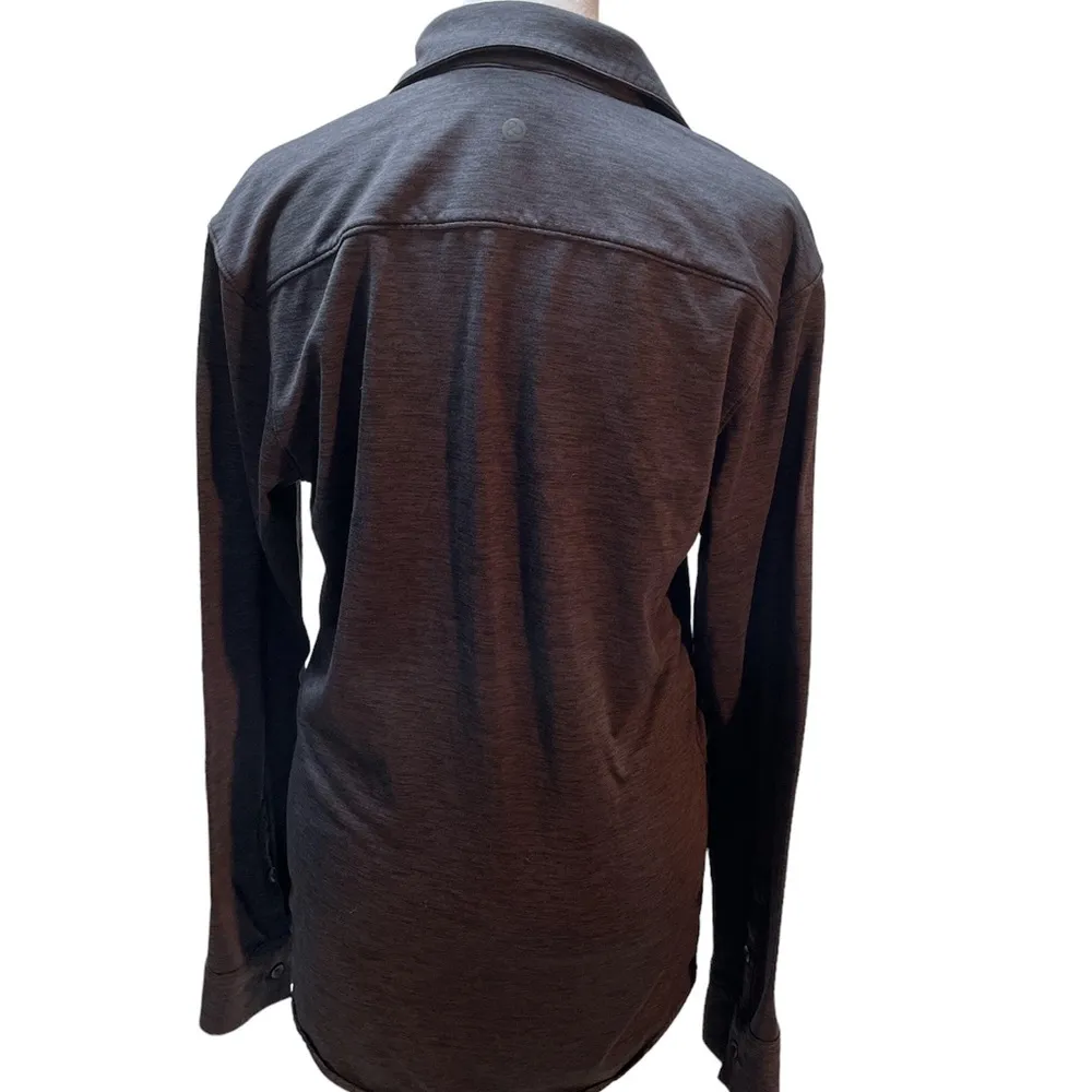 Heathered Black/Gray Button Front Collared Long Sleeve Shirt/Jacket XS - Image 3