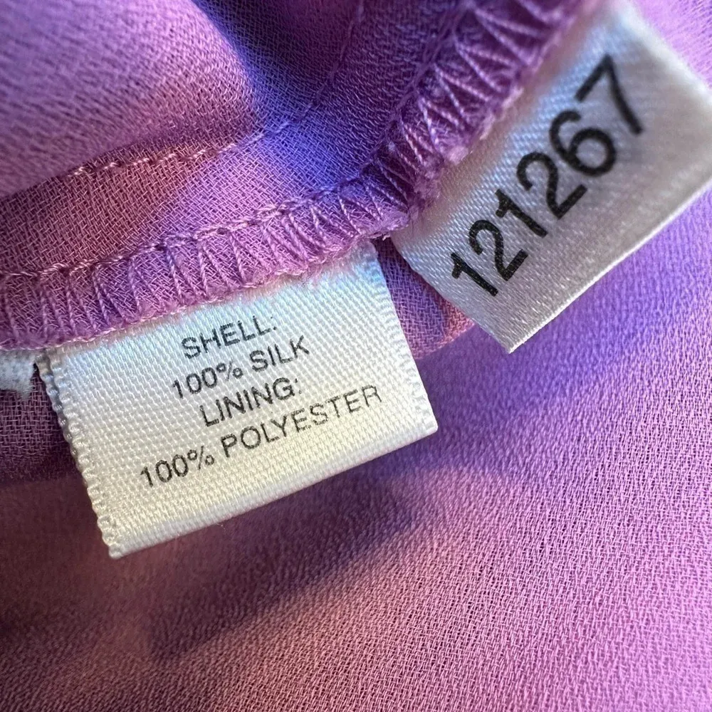 Ann Taylor | Purple Floral 100% Silk A-Line Pink Lined Skirt Size 4 Small S - Image 9