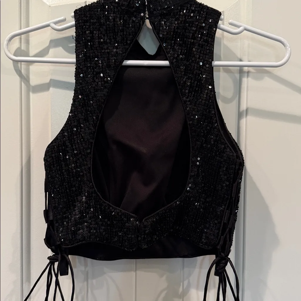 JVN by Jovani Black Sequin 2-Piece Homecoming/Prom Dress Size 2 - Image 12