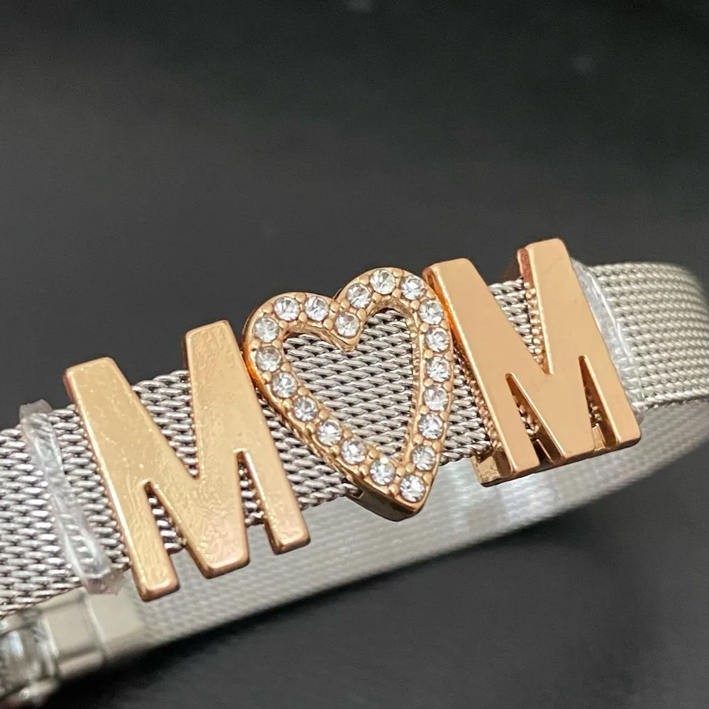 MOM Stainless Steel Mesh Slider Belt Buckle Clasp Bracelet 22.1g - Image 13