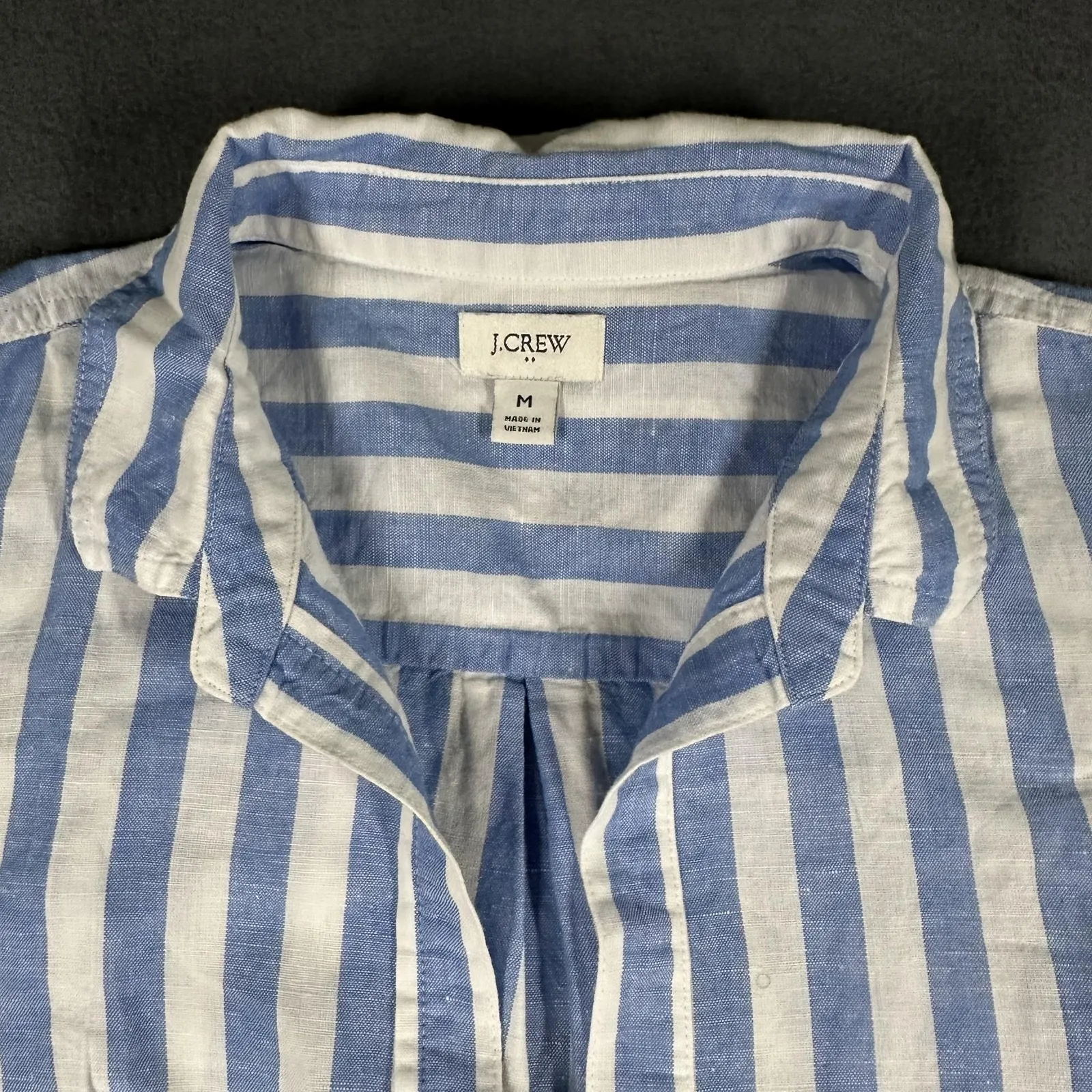 J Crew Blouse Womens Medium Blue White Striped Linen Cotton Sleeveless Tunic - Image 4