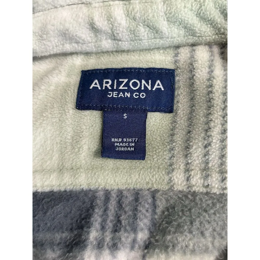 Arizona Jean Co Fleece Jacket Snap Closure Size Small Blue/Green/White‎ Plaid - Image 5