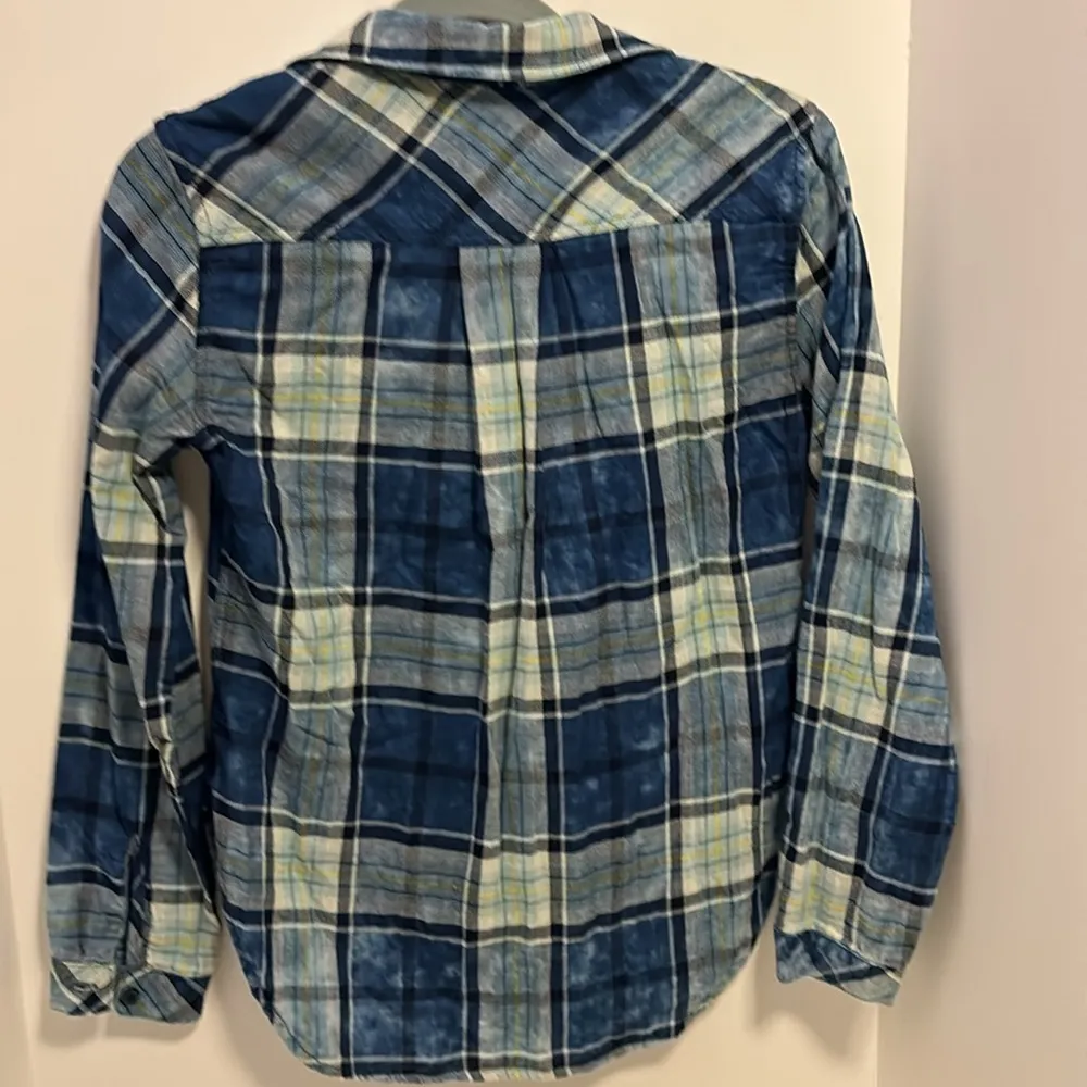CLOTH & STONE BLUE WITH YELLOW STRIPE PLAID LONG SLEEVE BUTTONDOWN SHIRT SIZE XS - Image 5