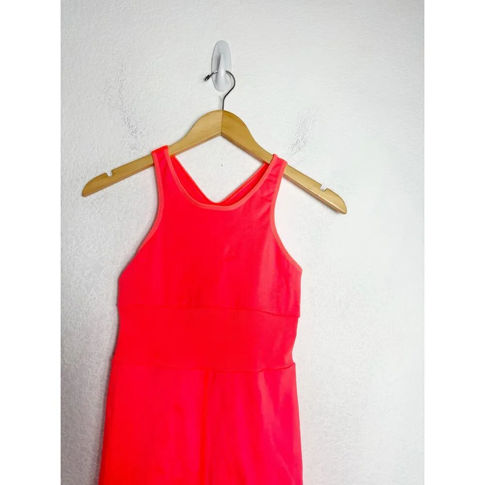 Free People FP Movement Every Single Time Runsie Size M/L Neon Coral Romper - Image 4