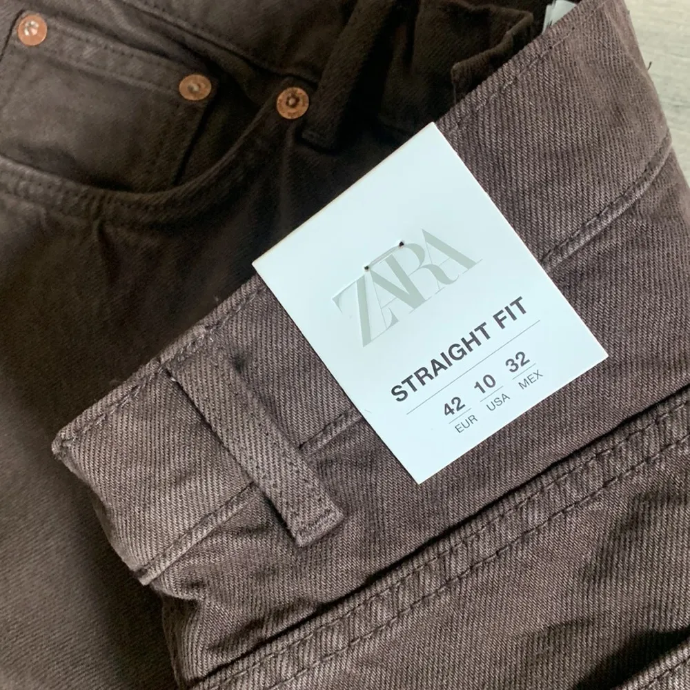 straight fit brown button up jeans - Image 7