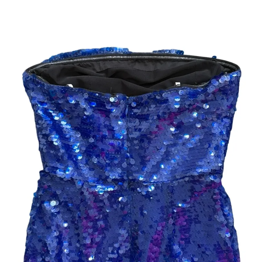ML Monique Lhuillier Strapless Mira Sequins Dress in Blue, Size US 4 Blue - Image 8