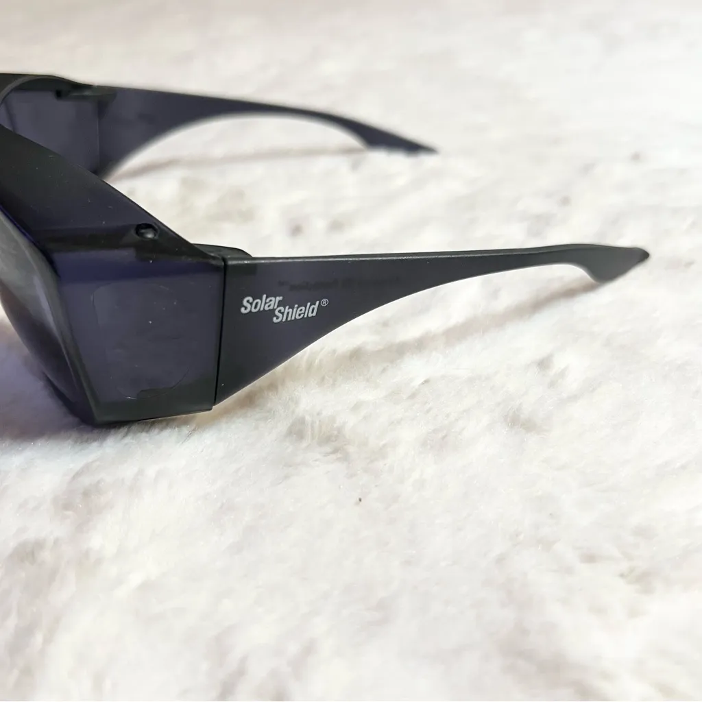 Solar Shield Wrap Around Unisex Sunglasses Fits Over Most Glasses Black Oversize - Image 5