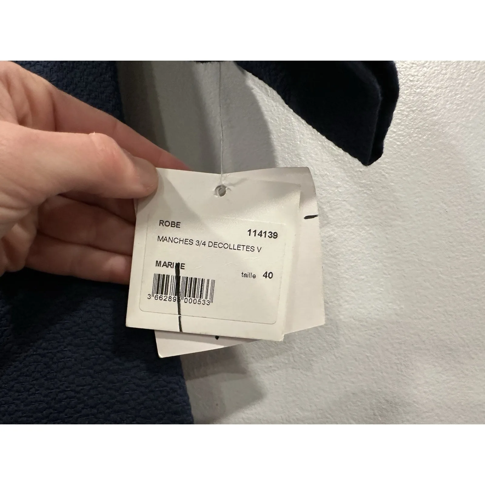 Courreges Marine Blue 3/4 Sleeve Textured Dress Sz 40/8 NEW - Image 3