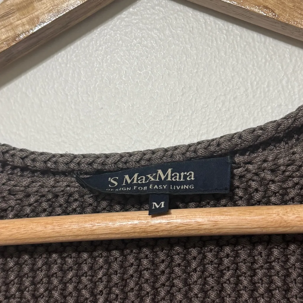 MaxMara Silk Knit Cardigan Sweater Size Medium Brown Knit Jumper Chunky - Image 3