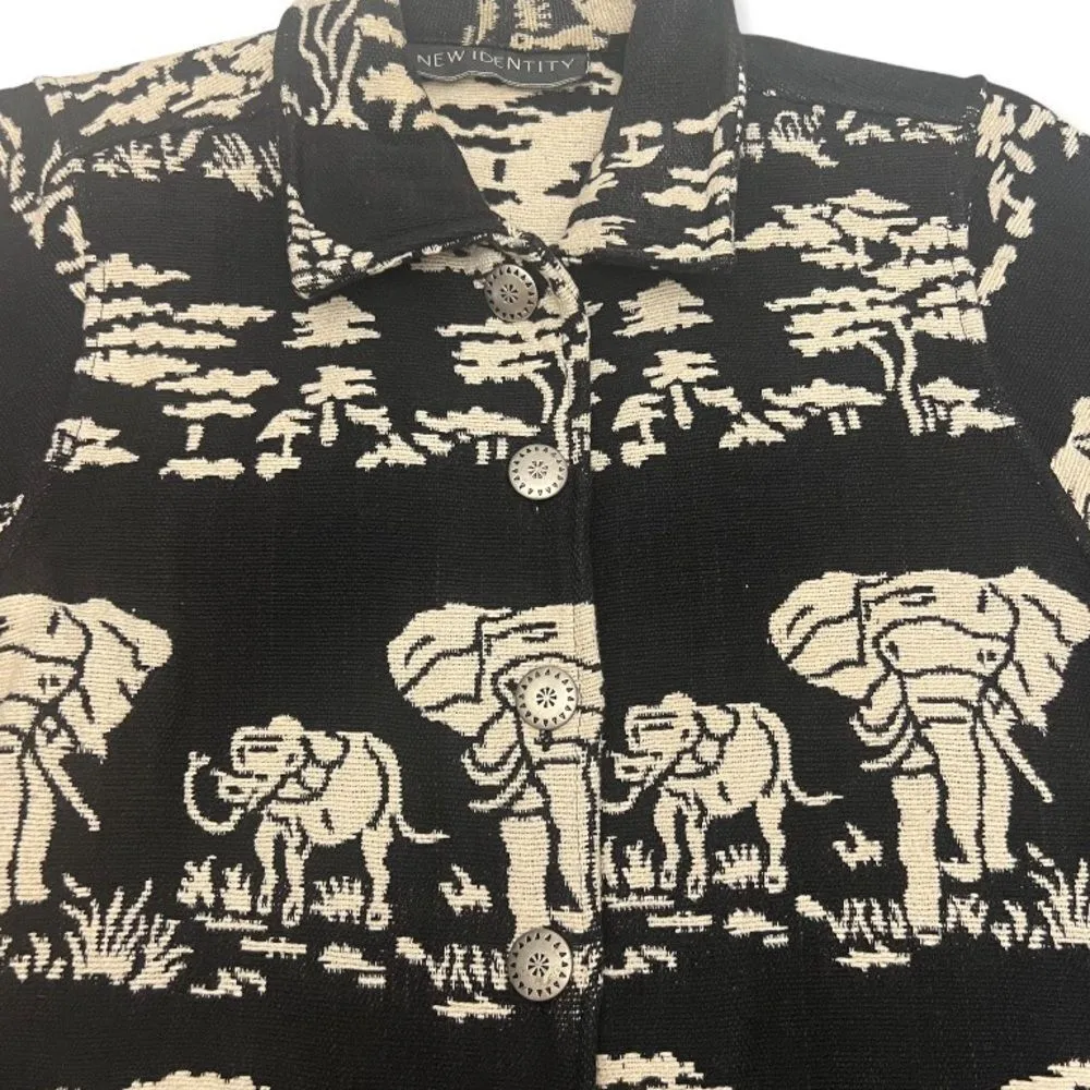 Vintage New Identity Elephant & Giraffe Safari Print Tapestry Jacket Size M - Image 8