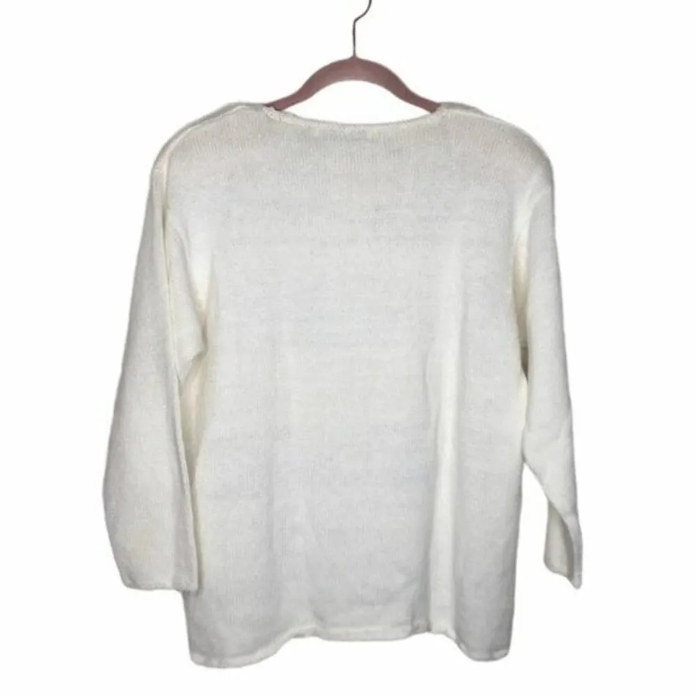 CAROLYN TAYLOR Floral Embroidered Sweater Size Medium VINTAGE - Image 4