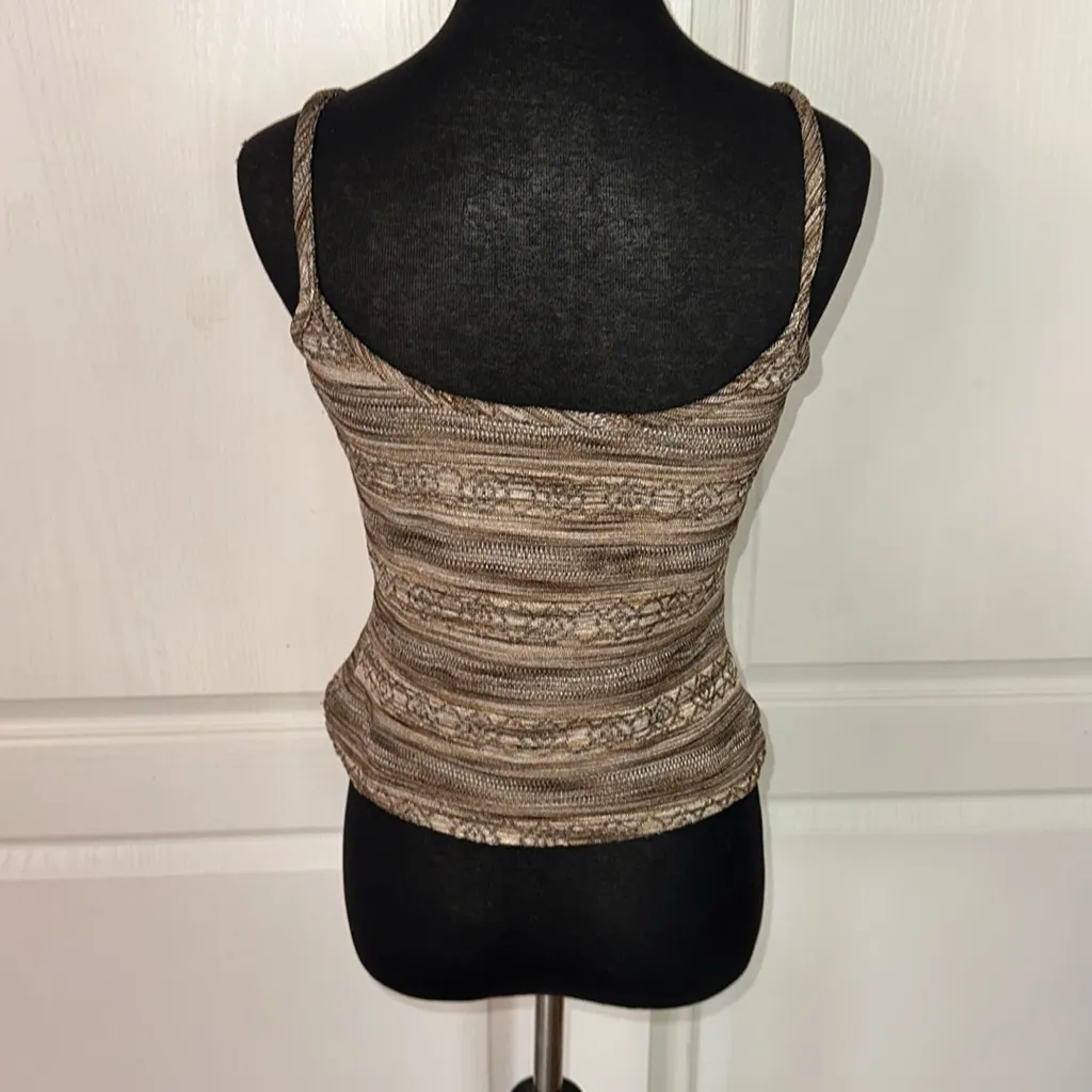 VTG BROWN STRIPE KNIT STRIPE CAMI TANK Size L - Image 3